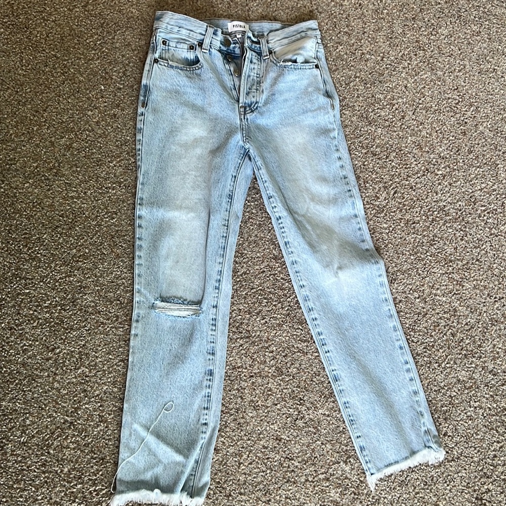 Pistola distressed light blue denim jeans